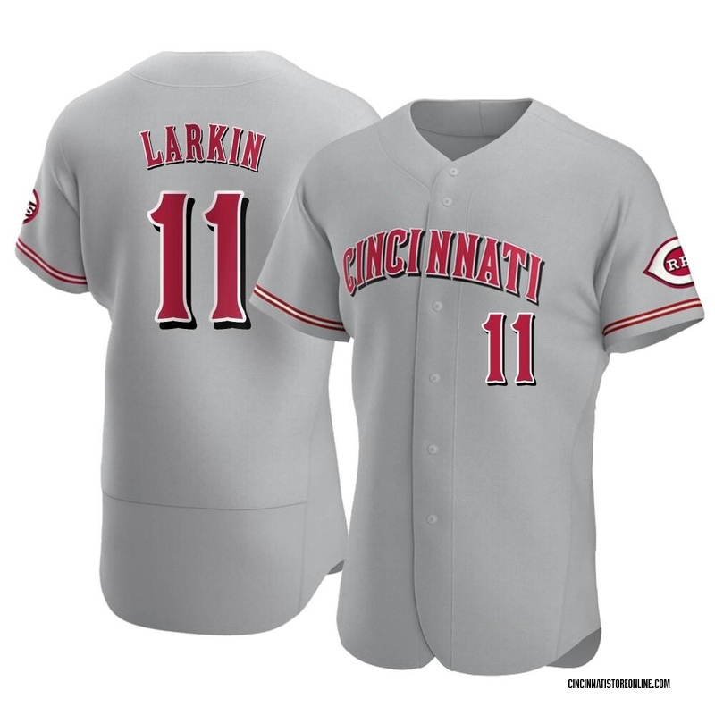Barry Larkin Men's Cincinnati Reds Road Jersey - Gray Authentic