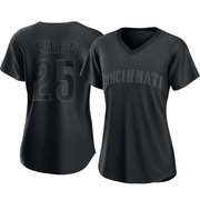 Bernie Carbo Women's Cincinnati Reds Pitch Fashion Jersey - Black Authentic