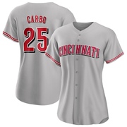 Bernie Carbo Women's Cincinnati Reds Road Jersey - Gray Replica