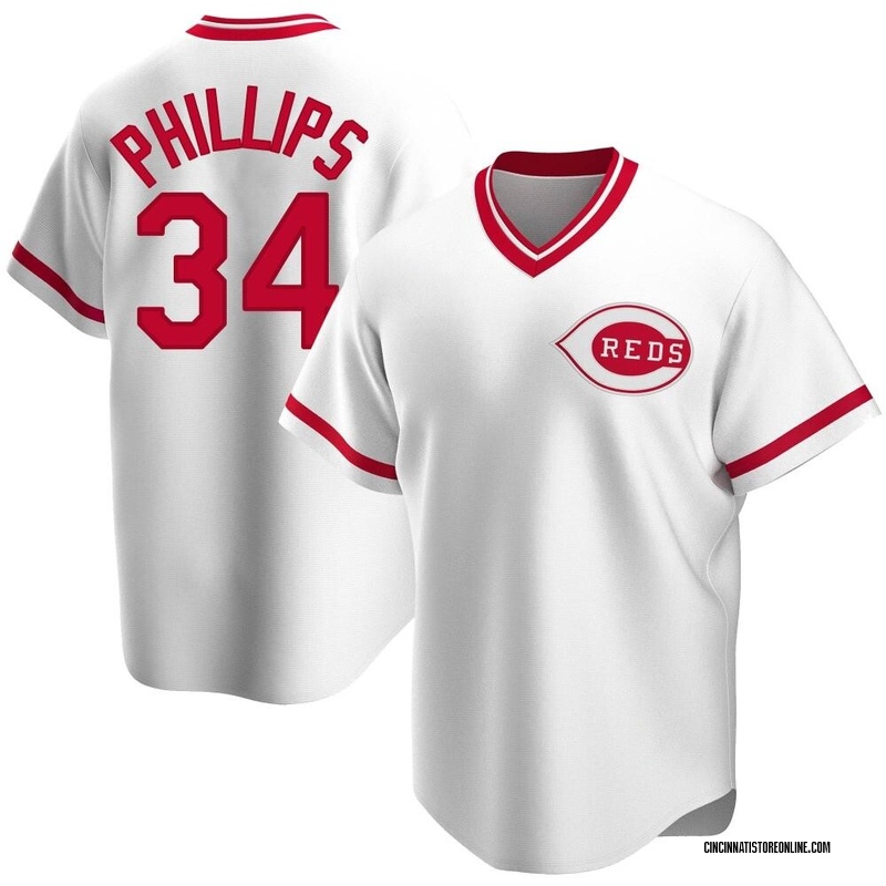 Connor Phillips Men's Cincinnati Reds Home Cooperstown Collection Jersey -  White Replica