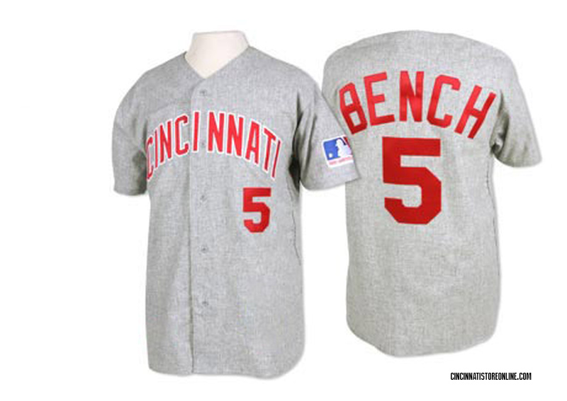 Johnny Bench Men's Cincinnati Reds 1969 Throwback Jersey - Grey Authentic