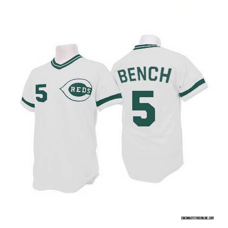 Men's Mitchell & Ness 1969 Johnny Bench Gray Cincinnati Reds Authentic Throwback  Jersey