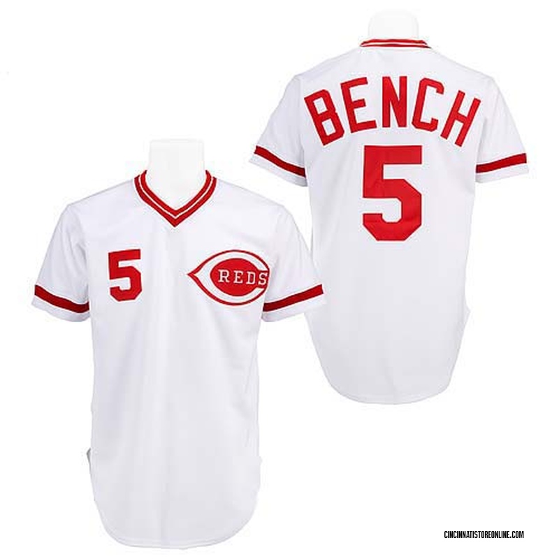 Johnny Bench Men's Cincinnati Reds (Green Patch) Throwback Jersey - White  Authentic