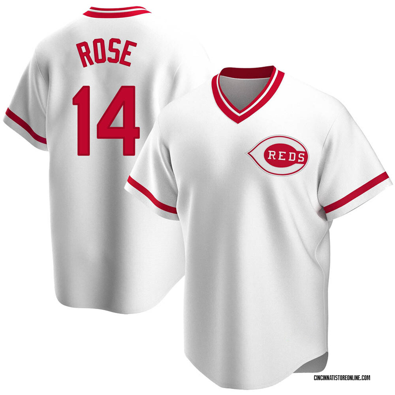 Pete Rose Men's Cincinnati Reds Home Cooperstown Collection Jersey - White  Replica