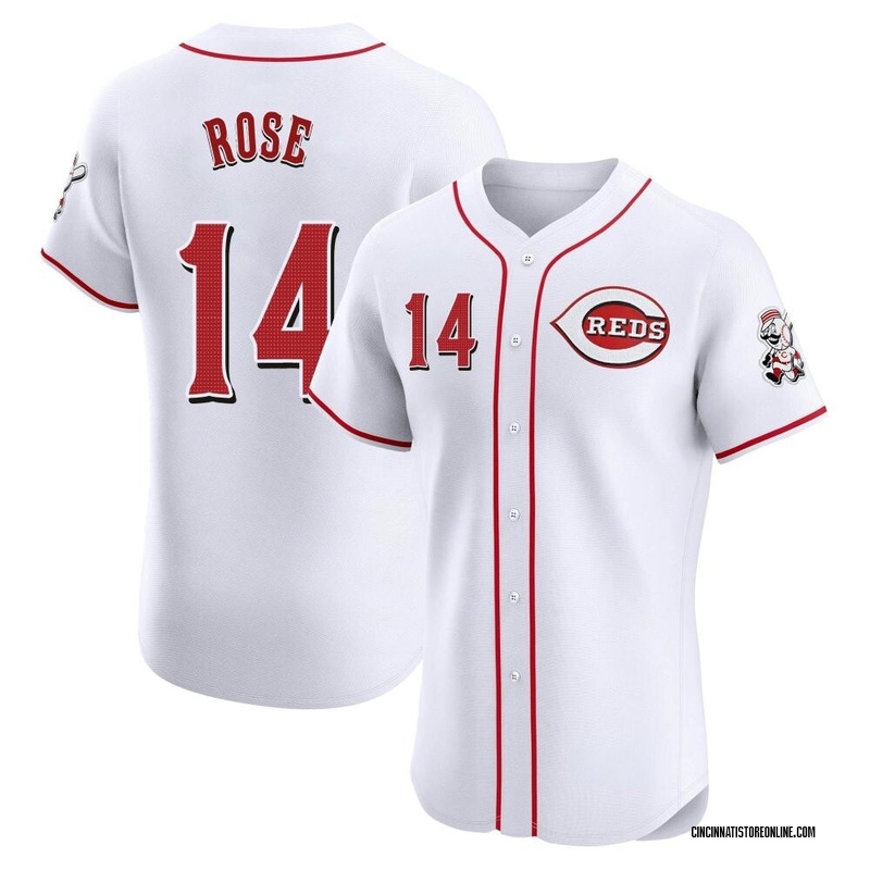 Pete Rose Men's Cincinnati Reds Home Jersey - White Elite