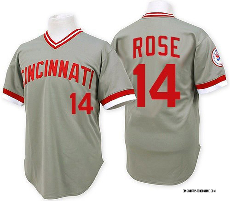 Pete Rose Men's Cincinnati Reds Throwback Jersey - Grey Authentic