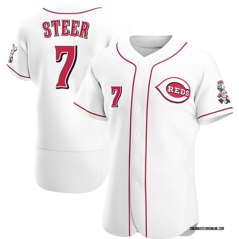 Spencer Steer Men's Cincinnati Reds Home Jersey - White Authentic