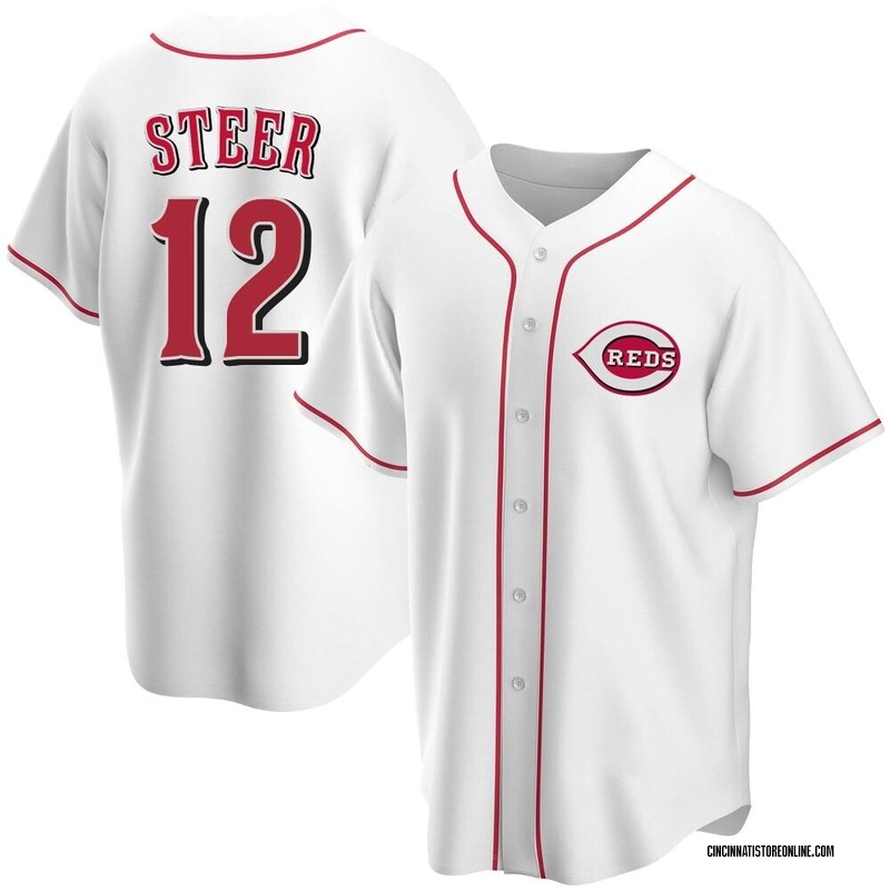 Spencer Steer Youth Cincinnati Reds Home Cooperstown Collection Jersey -  White Replica