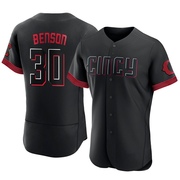 Will Benson Men's Cincinnati Reds 2023 City Connect Jersey - Black Authentic