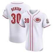 Will Benson Men's Cincinnati Reds Home Patch Jersey - White Elite