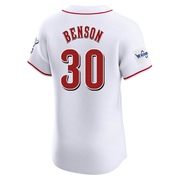 Will Benson Men's Cincinnati Reds Home Patch Jersey - White Elite