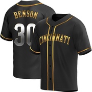 Will Benson Youth Cincinnati Reds Alternate Jersey - Black Golden Replica